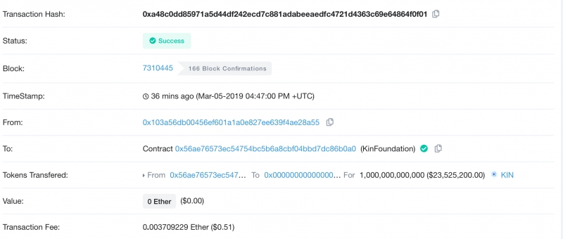 Kin Foundation сжёг 1 000 000 000 000 KIN без объявления