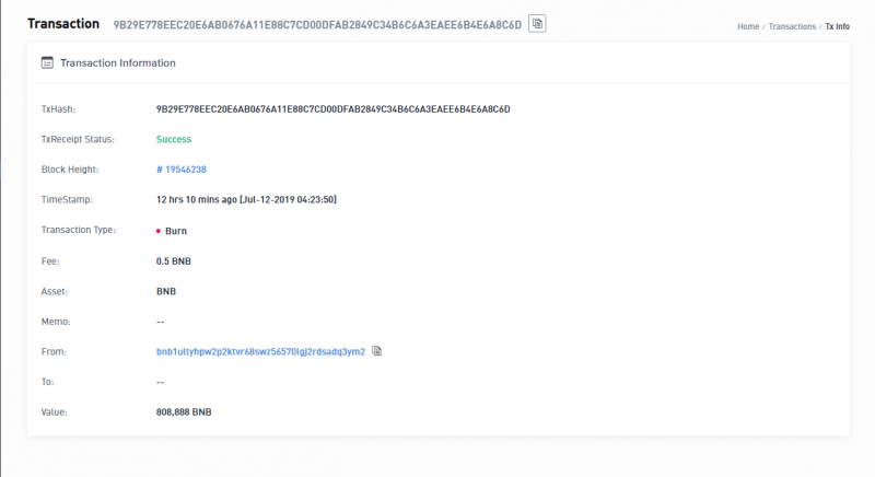 Binance провела сжигание BNB на $ 26 млн