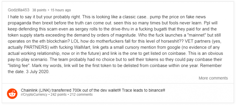 Что значит перевод ChainLink на $700K на Binance?